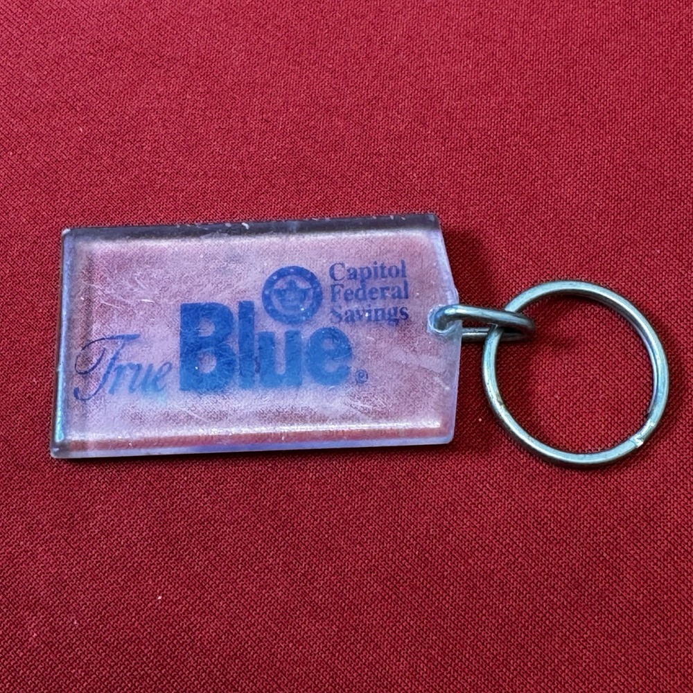 Capitol Federal Savings Bank True Blue Plastic Clear Keychain Key Ring